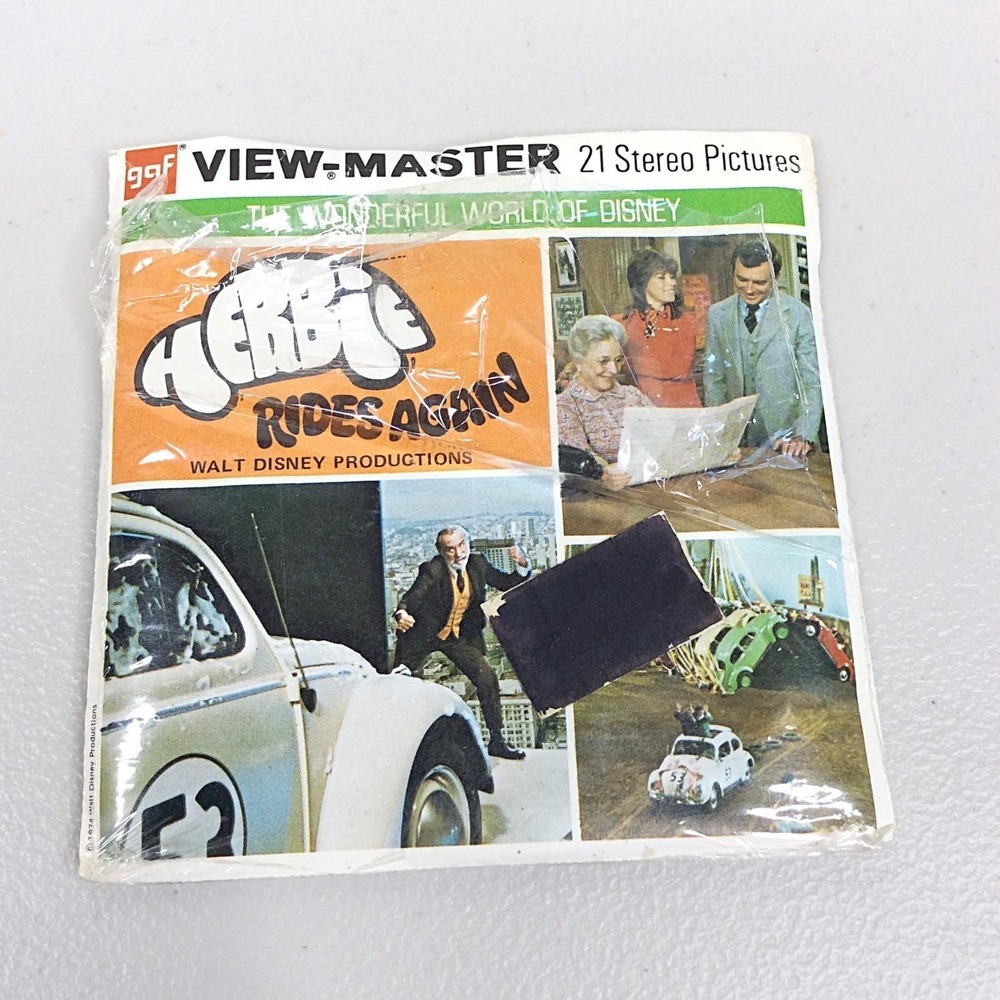 Vintage 1974 GAF View Master Herbie Rides Again 3 Reel Set B578 World of Disney‎